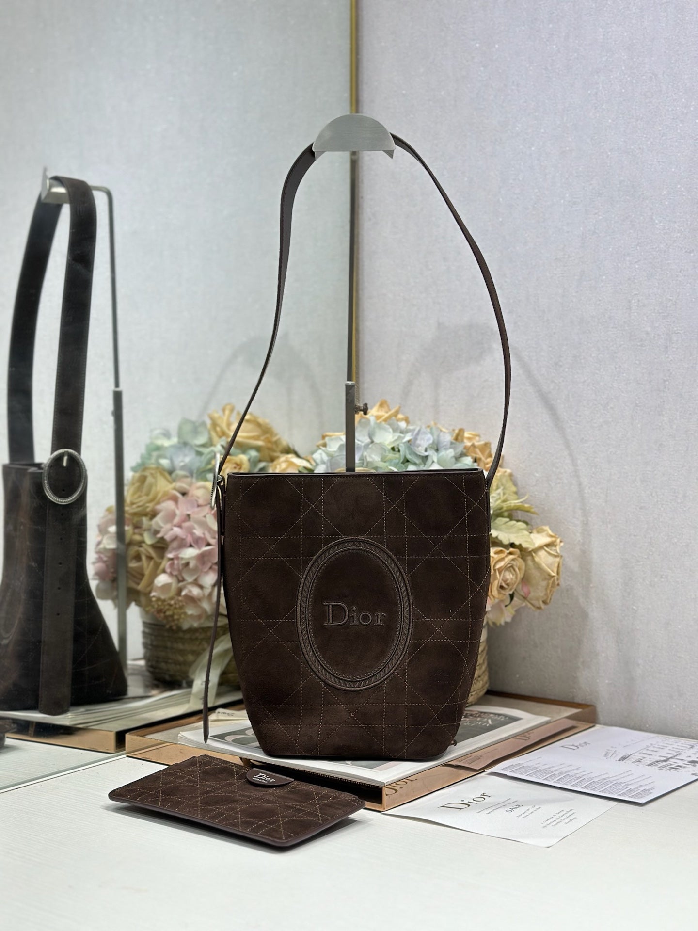 Dior 2026 Medaillon Bucket Bag Suede and Leather 159057