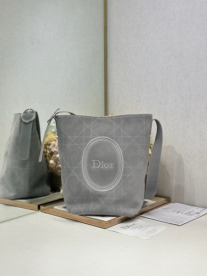 Dior 2026 Medaillon Bucket Bag Suede and Leather 159057