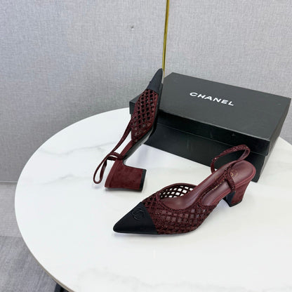 Chanel 2026 Embellished Mesh Slingback 50mm Sheepskin Satin 904533