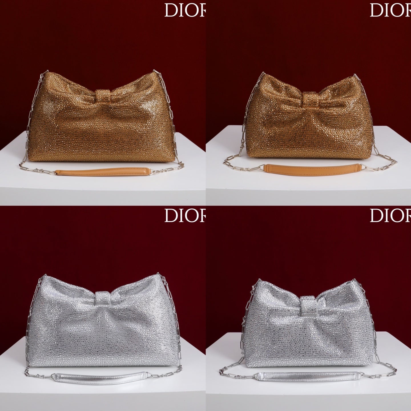 Dior 2026 Strass Embellished Bow Bag Leather 160744