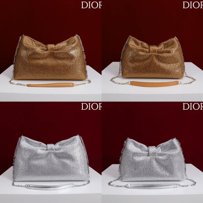 Dior 2026 Strass Embellished Bow Bag Leather 160744