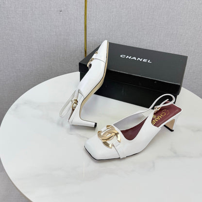 Chanel 2026 Gold Logo Slingback 50mm Sheepskin 904445