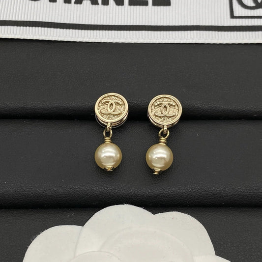 Chanel CC Pearl Earrings