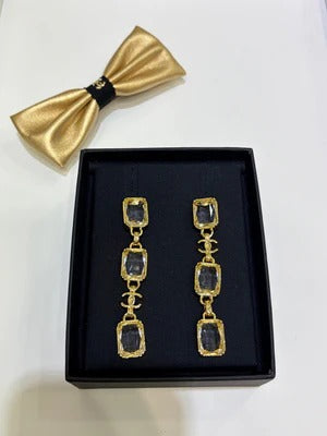 Chanel 2026 Irregular Colored Gemstone Gold Double C Glass Pearl Stud Earrings