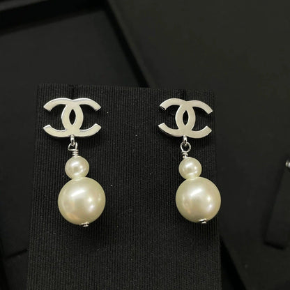 Chanel Double C Gourd Pearl Earrings
