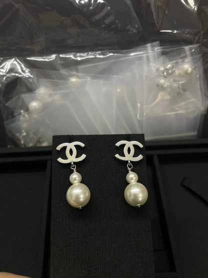 Chanel Double C Gourd Pearl Earrings