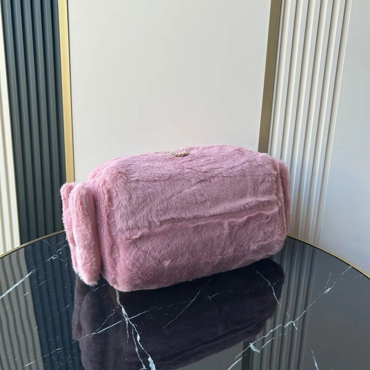 Chane 2026 Hobo Bag 30cm Pink Fur Leather