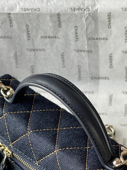 Chanel 2026 Vanity Bag 19.5cm Blue Denim Leather