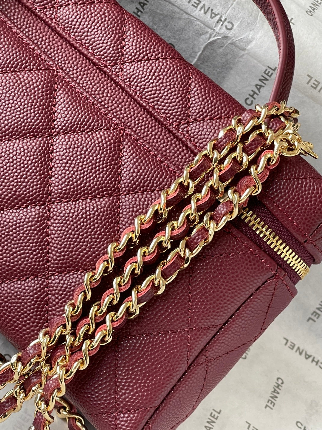 Chanel 2026 Vanity Bag 19.5cm Burgundy Leather