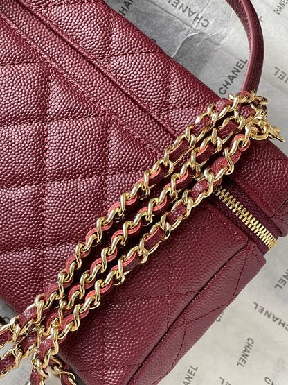 Chanel 2026 Vanity Bag 19.5cm Burgundy Leather