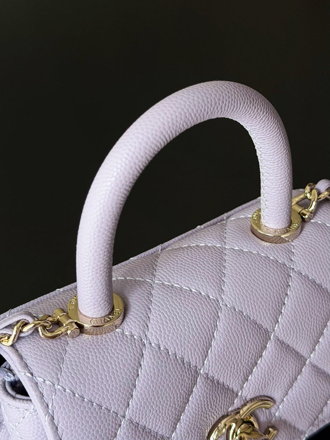 CC 26s Mini Flap Bag 14.5cm with Top Handle Light Purple Caviar Leather