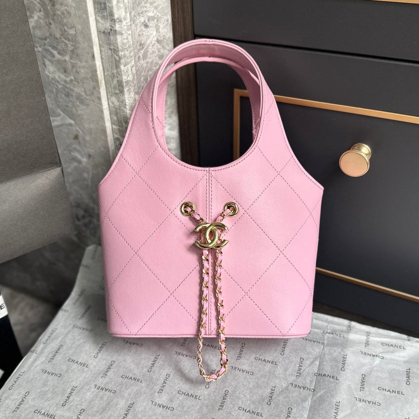 Chanel 2026 Basket Hobo Bag 27.5cm Pink Calfskin