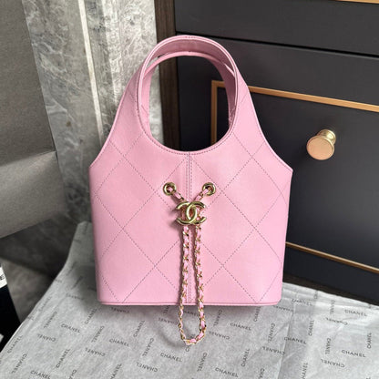 Chanel 2026 Basket Hobo Bag 27.5cm Pink Calfskin