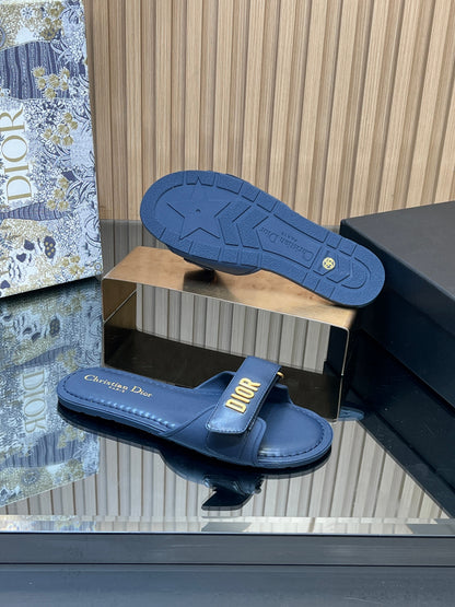 CD 26s Beach Sandals Navy Blue Sheepskin 665319