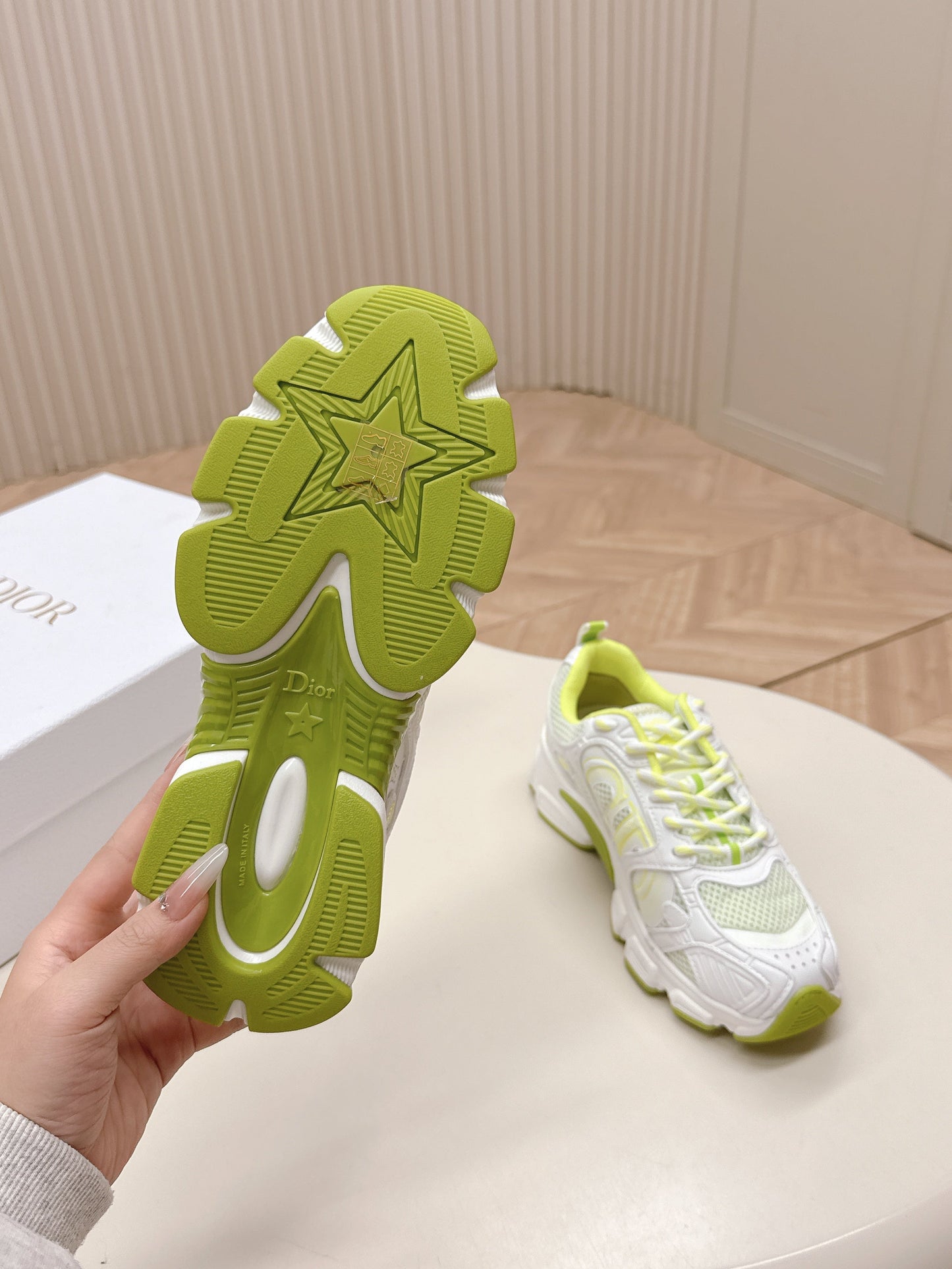 CD 26s Chrono Sneakers White Green Cowhide Mesh 643754