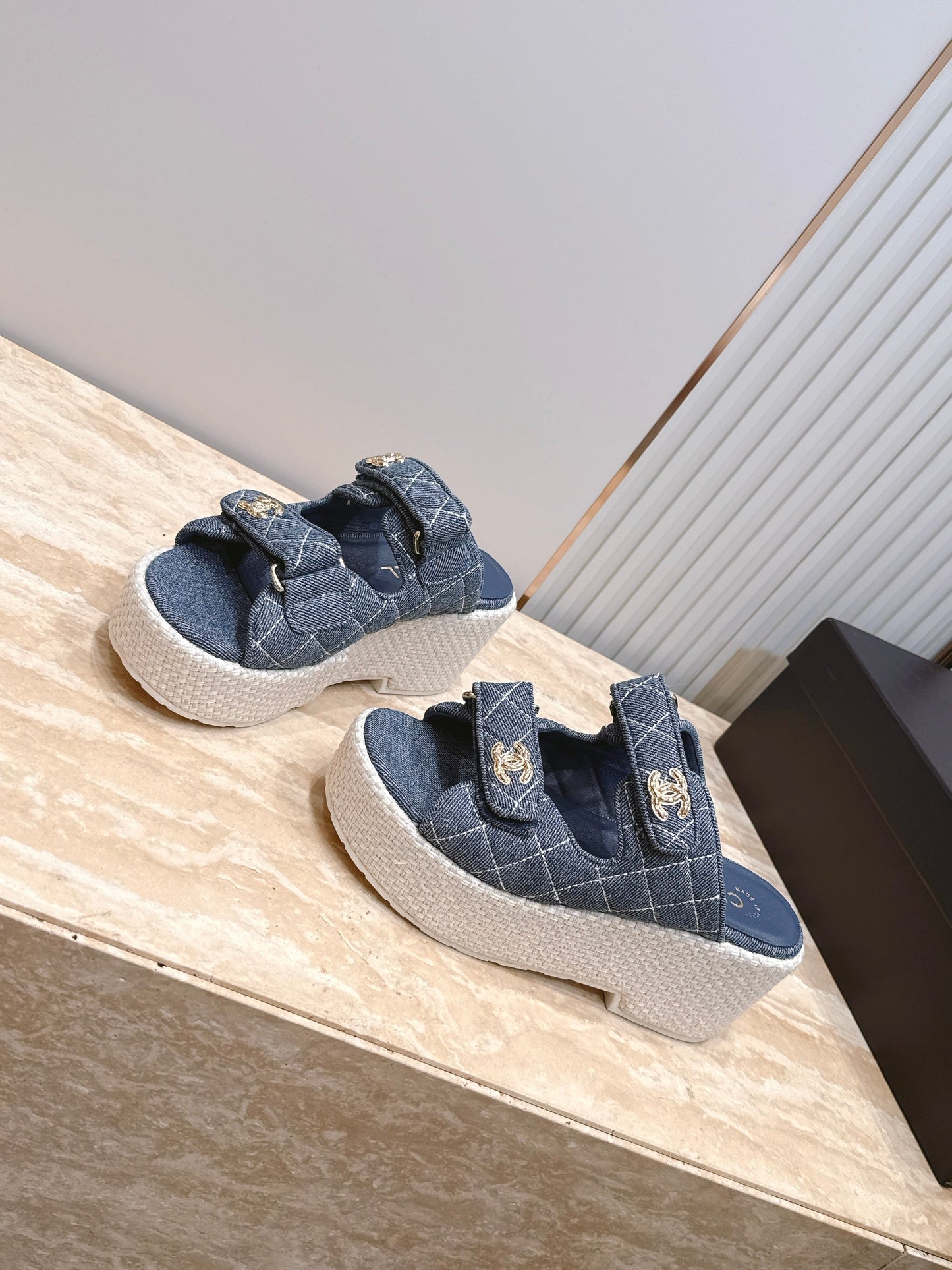 Chanel 2026 Denim Platform Sandal 60mm Leather 899048