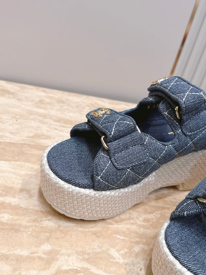 Chanel 2026 Denim Platform Sandal 60mm Leather 899048