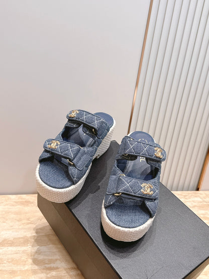 Chanel 2026 Denim Platform Sandal 60mm Leather 899048