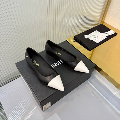 CC 2026 Ballet Flats Black White Sheepskin 668124