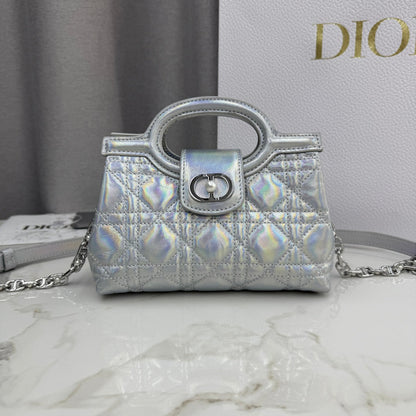 Dior 2026 Jolie Top Handle Mini Chain Handbag 18.5cm Grained Calfskin