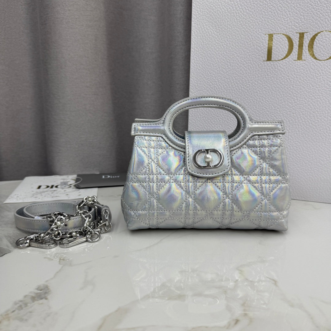 Dior 2026 Jolie Top Handle Mini Chain Handbag 18.5cm Grained Calfskin