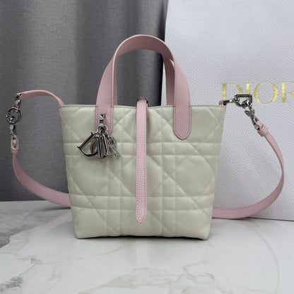 Dior 2026 Toujours Vertical Handbag 18.5cm Off-White And Soft Pink Calfskin