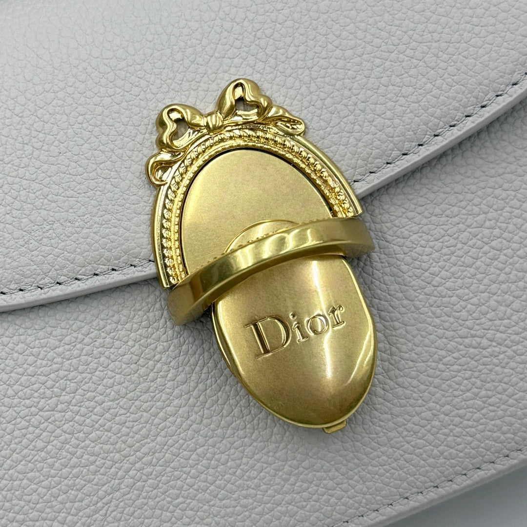 Dior 2026 Médaillon Flap Bag Rock Grey Grained Calfskin