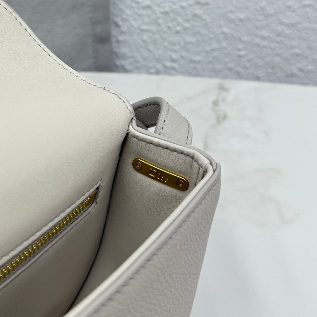 Dior 2026 Médaillon Flap Bag Rock Grey Grained Calfskin
