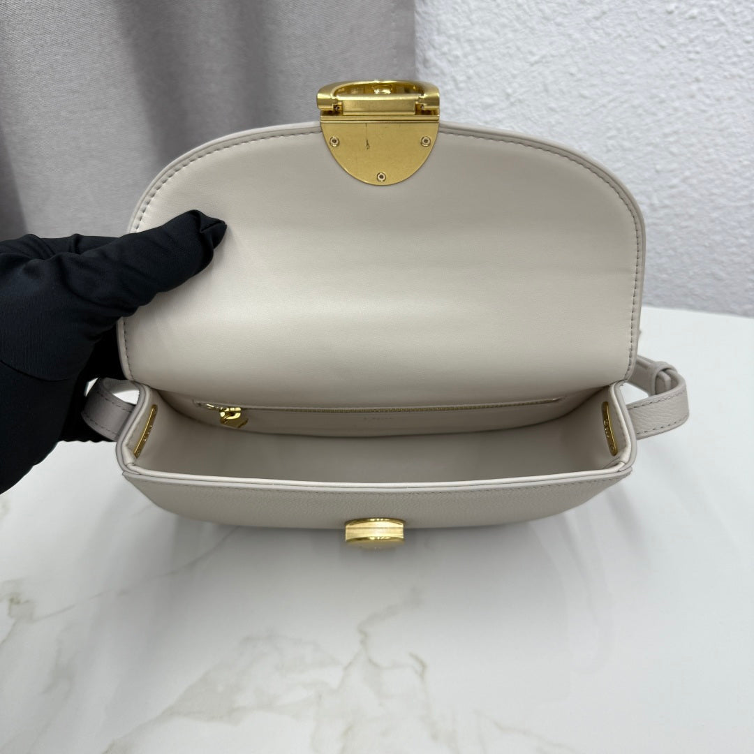 Dior 2026 Médaillon Flap Bag Rock Grey Grained Calfskin