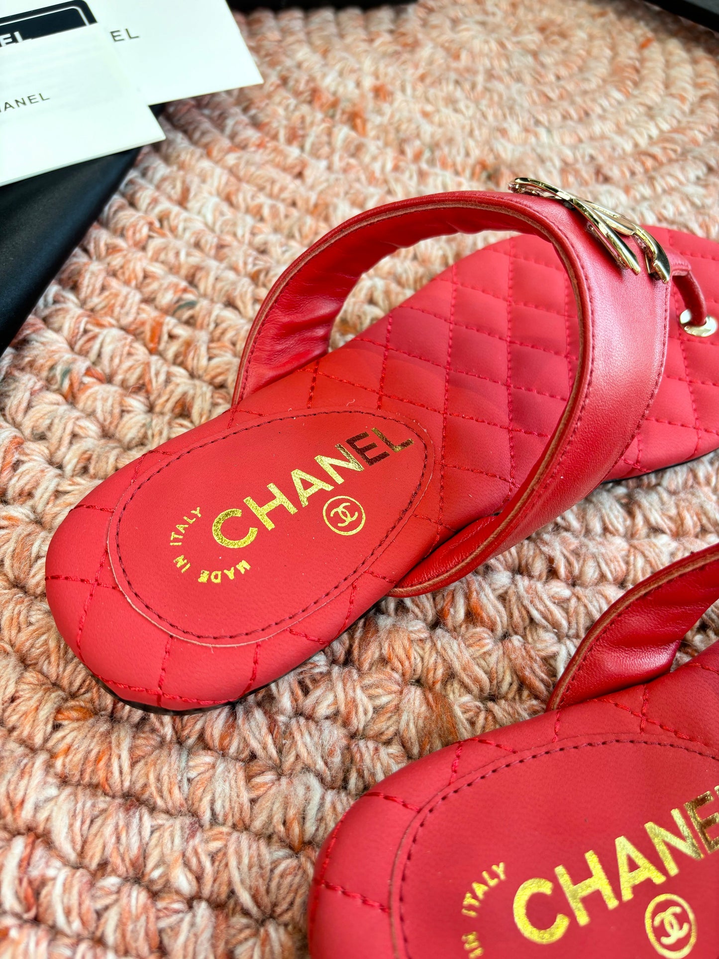 CC 26s Thong Sandals Red Sheepskin 648260