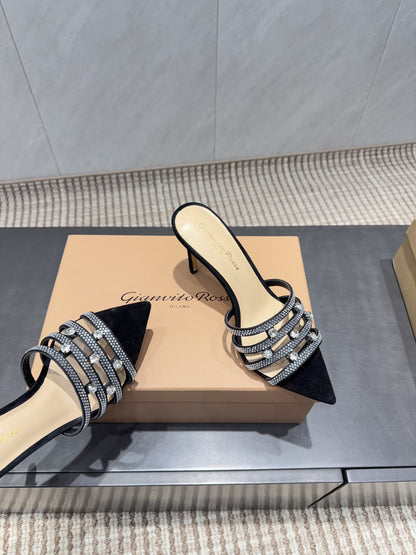 CL 26SS High Heeled Sandals 100 Black Beige Sheepskin 613826