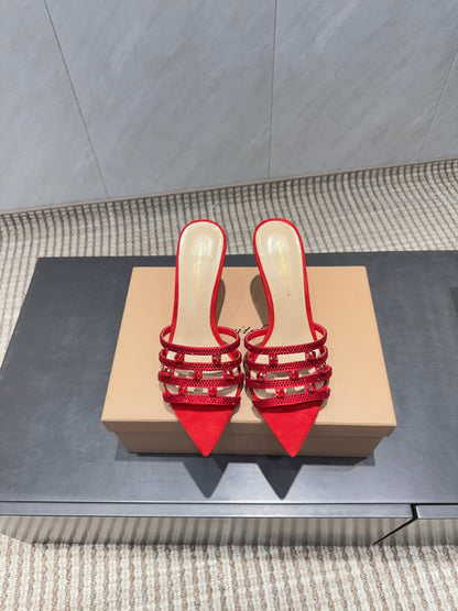 CL 26SS High Heeled Sandals 100 Red Beige Sheepskin 613827
