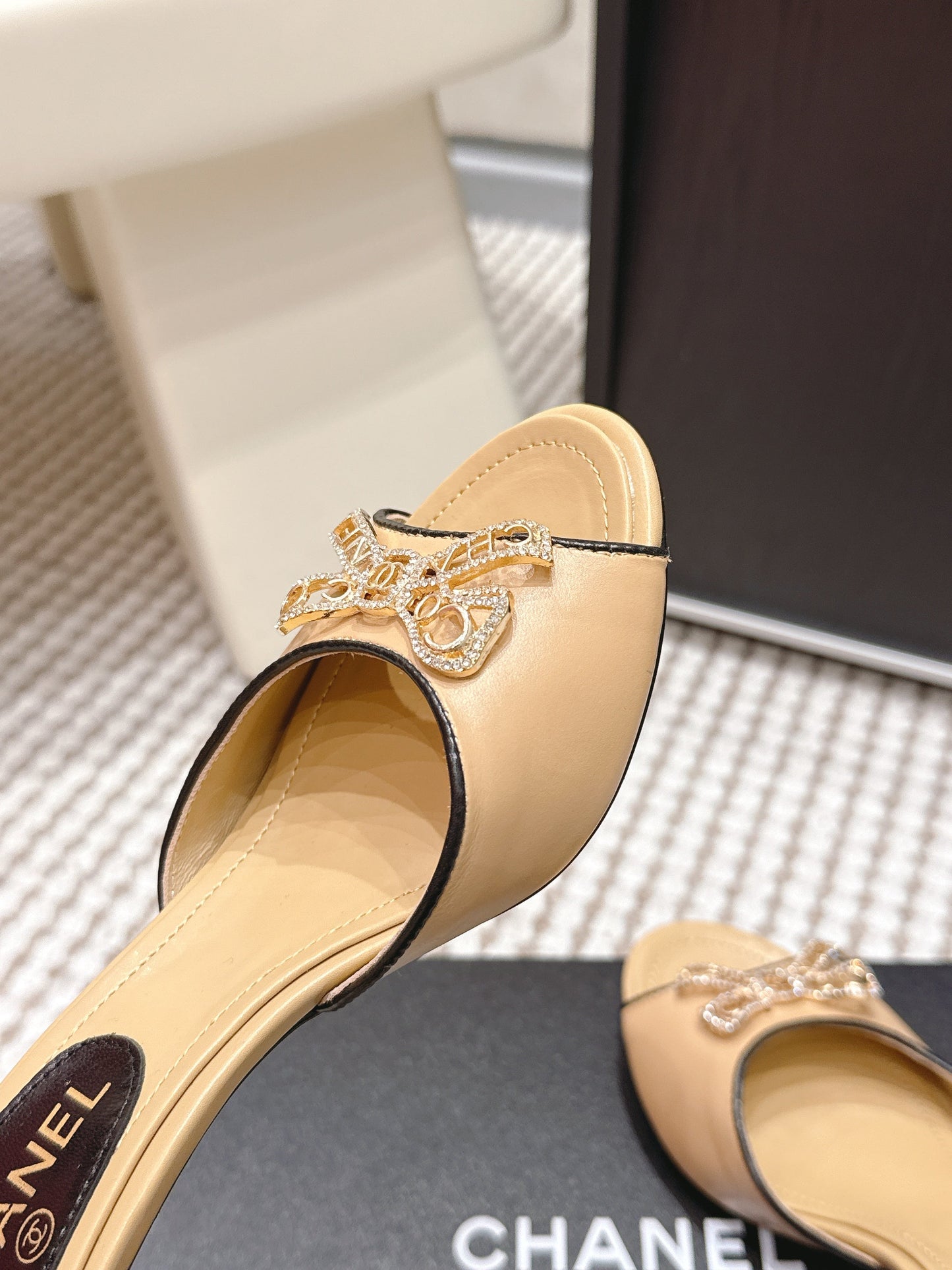 CC 26s Stiletto Sandals 55 Beige Leather 652569