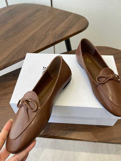 Celine 26 Loafers Brown Sheepskin 624694