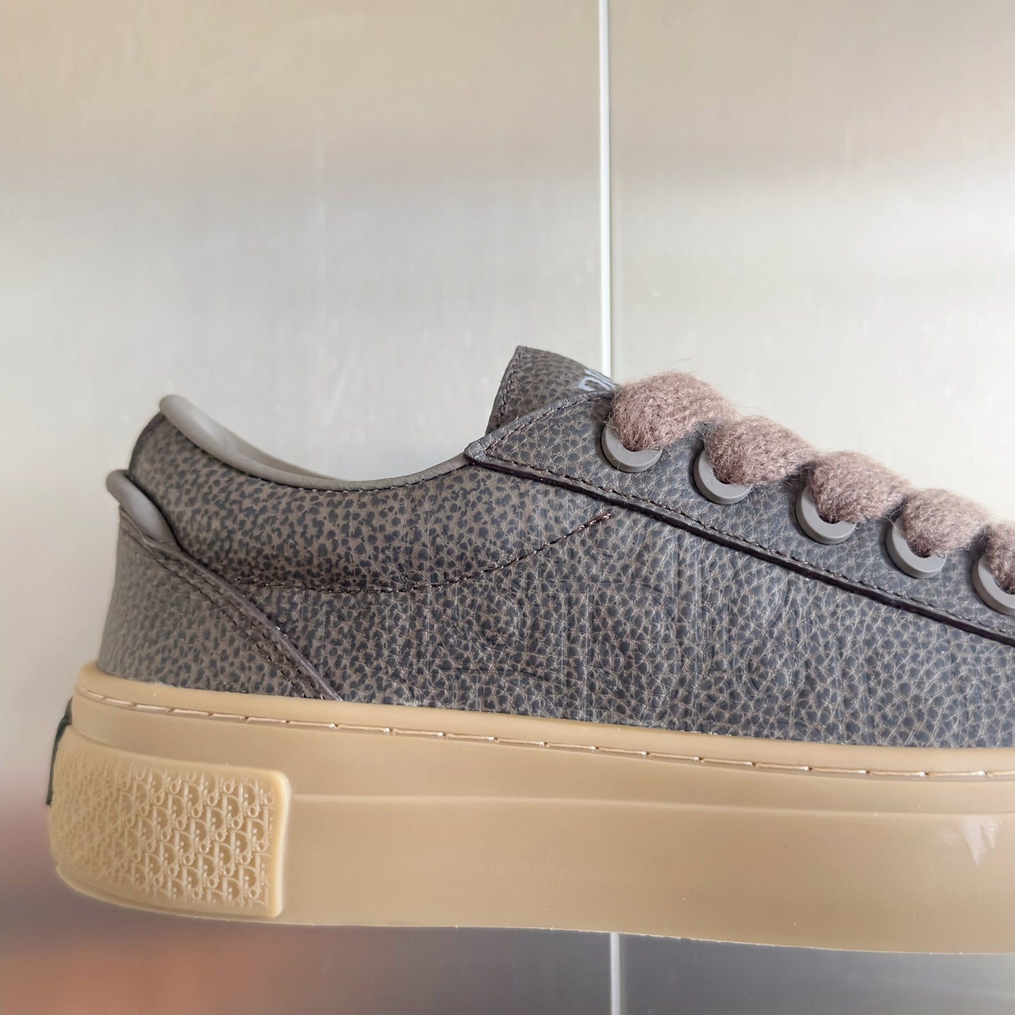 CD 26 B33 Platform Sneakers Dark Gray Monogram Cowhide 609188
