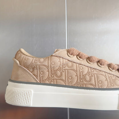 CD 26 B33 Platform Sneakers Light Brown Monogram Cowhide 609189