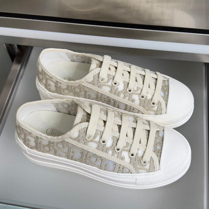 Dior 2026 Walk'n'Dior Platform Sneaker White Beige Fabric Sheepskin 713665