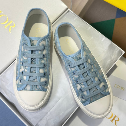 Dior 2026 Walk'n'Dior Platform Sneaker White Blue Fabric Sheepskin 713664