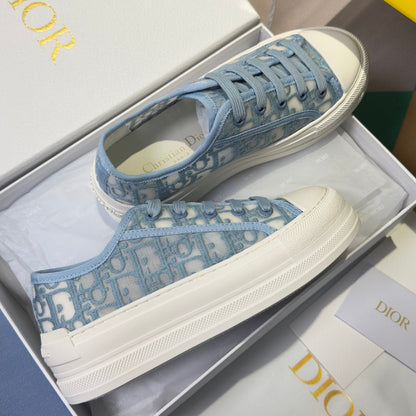 Dior 2026 Walk'n'Dior Platform Sneaker White Blue Fabric Sheepskin 713664