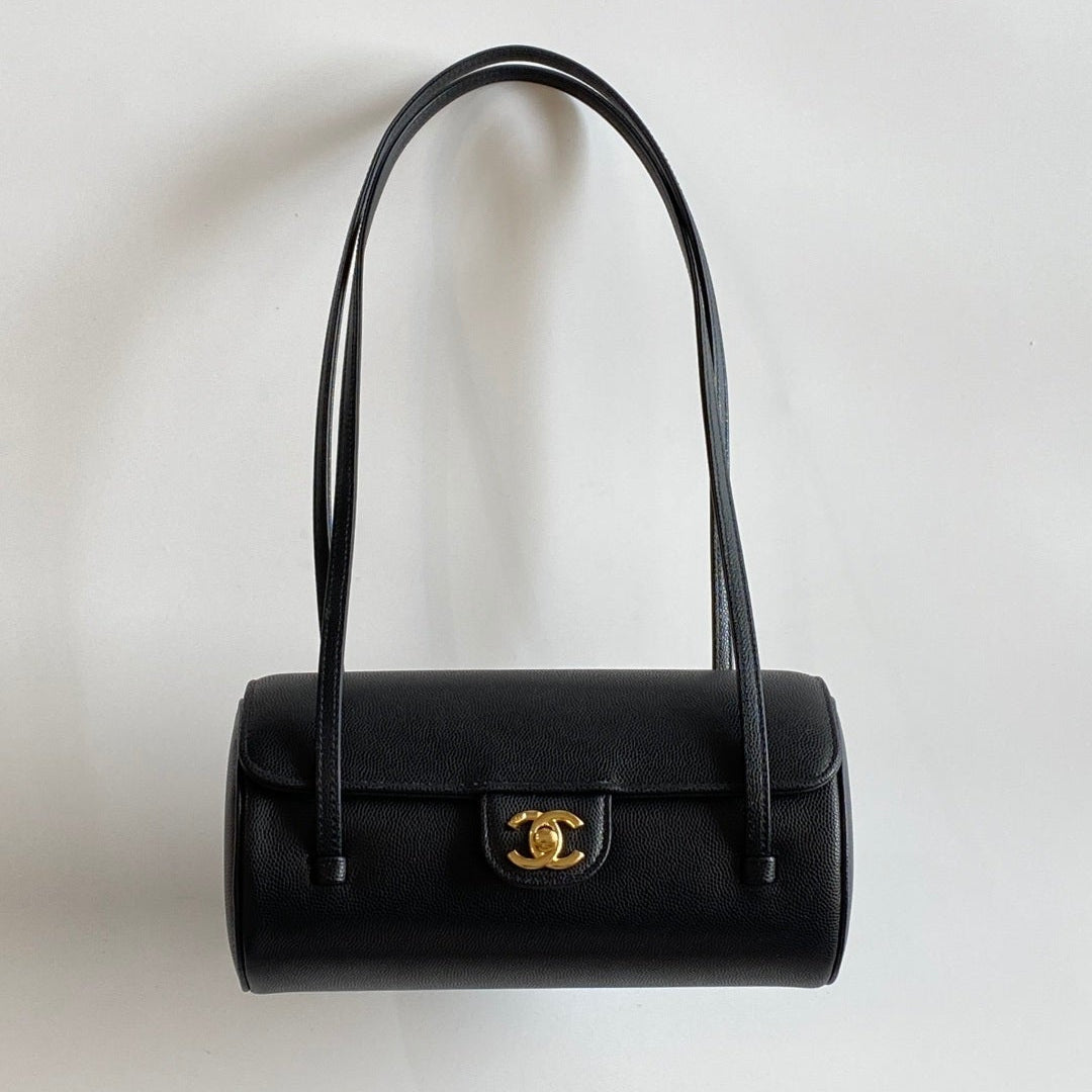Chanel 2026 Bowling Ball Cylinder Bag Caviar Leather