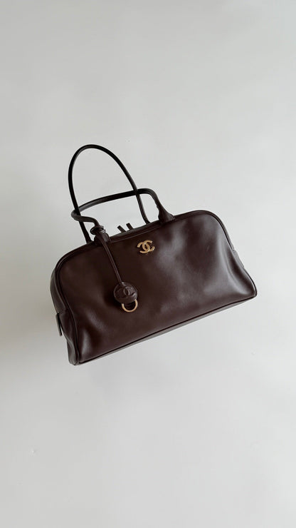 Chanel 2026 Large Bowling Bag 35.5cm Brown Calfskin
