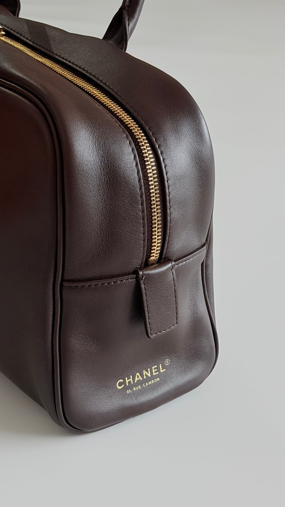 Chanel 2026 Large Bowling Bag 35.5cm Brown Calfskin