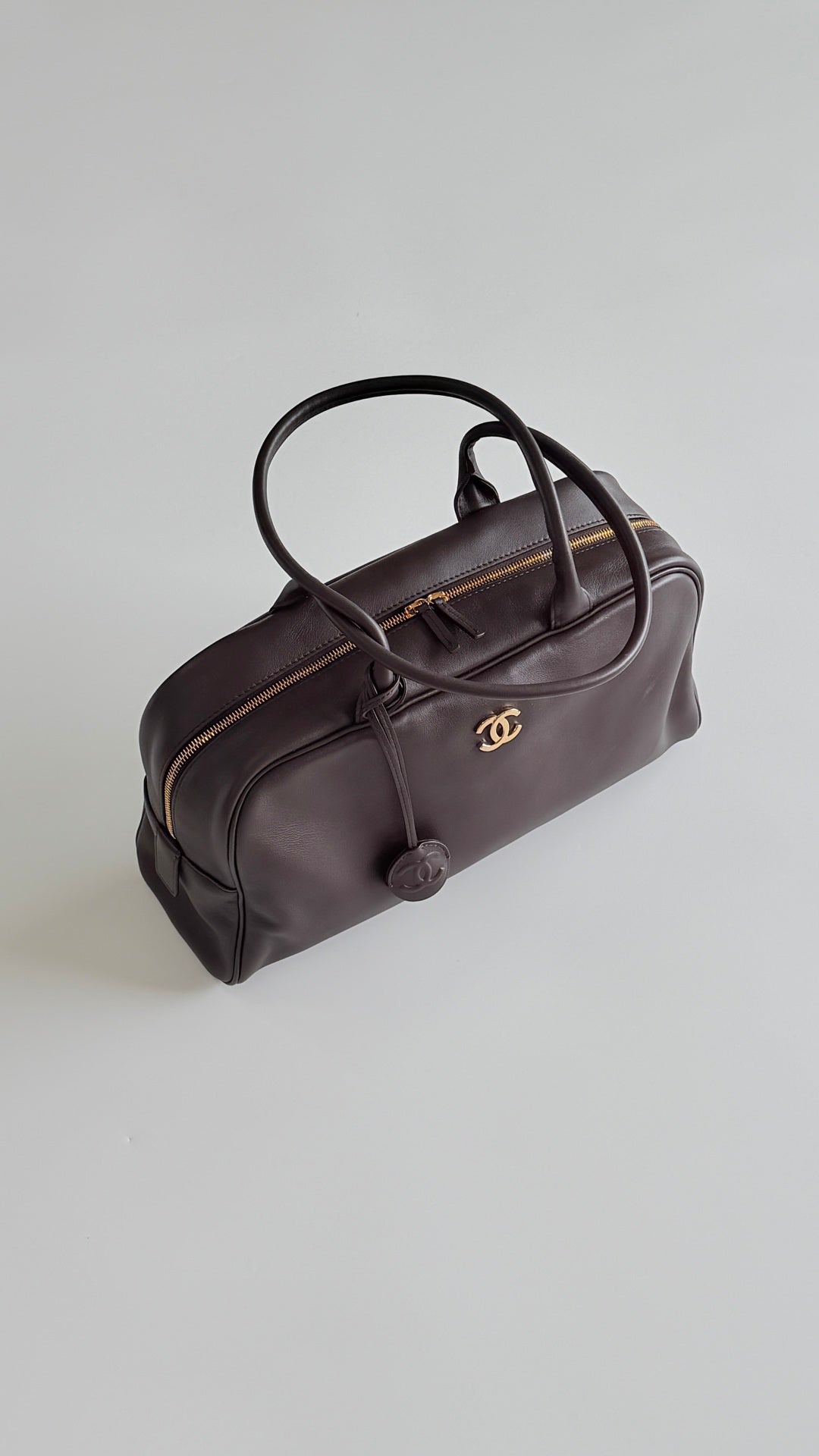 Chanel 2026 Large Bowling Bag 35.5cm Brown Calfskin