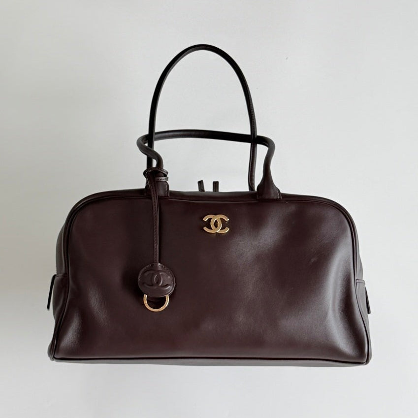 Chanel 2026 Large Bowling Bag 35.5cm Brown Calfskin