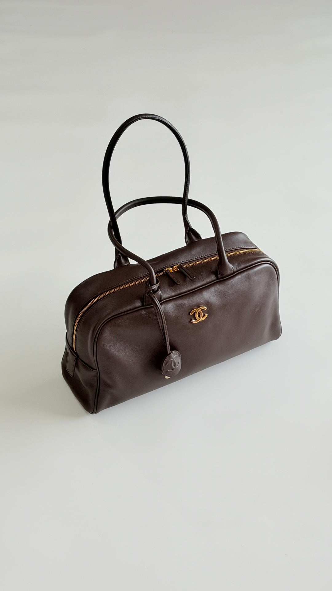 Chanel 2026 Large Bowling Bag 35.5cm Brown Calfskin