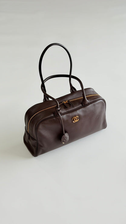Chanel 2026 Large Bowling Bag 35.5cm Brown Calfskin