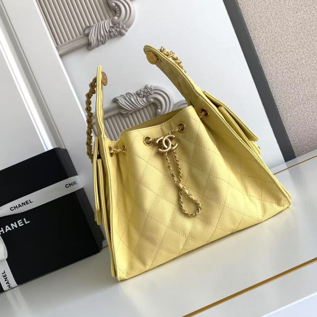 CC 25C Hobo Bag 30cm Yellow Grained Calfskin