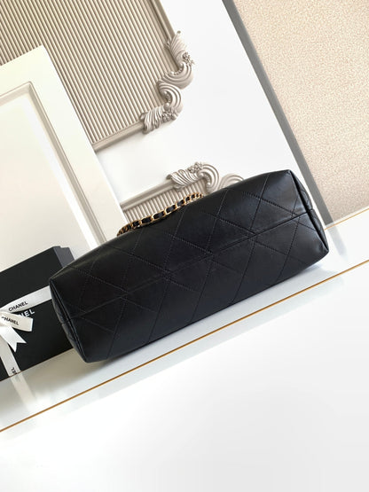 Chanel 2026 Stitched Shopping Bag 36cm Black Suede Calfskin 348237