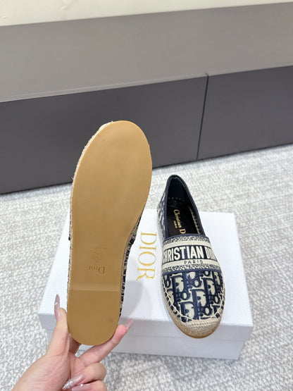 CD 26s Loafers Embroidery Navy Blue Canvas 653273