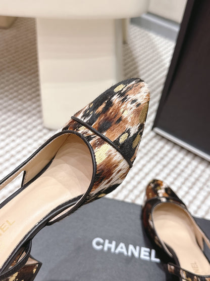 CC 26s Slingback 65 Black Brown Leopard Leather 652654
